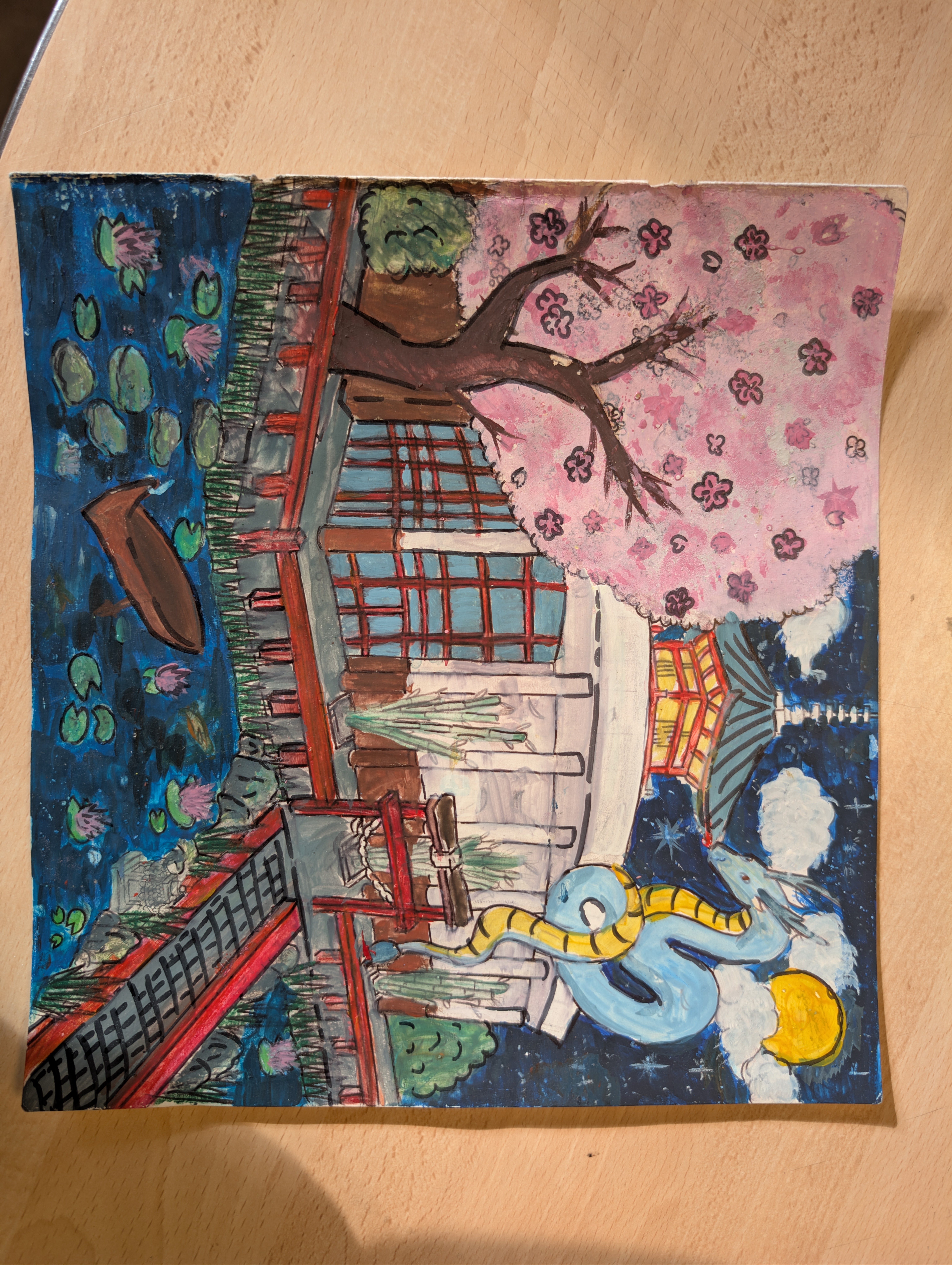 Dessin style japonais avec dragon